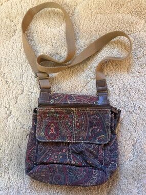 Fossil Paisley Crossbody Bag in Brown and Red y2k